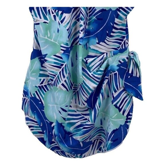Maxine of Hollywood Swimsuit 16 Multicolor Leaf Print Draped Skirt Front Tie - Picture 2 of 12